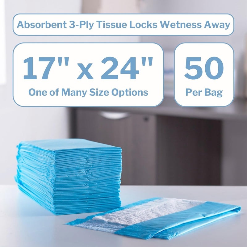 McKesson Underpads Disposable Bed Pads 17" x 24" [300 Count], Hospital Procedure Underpads, Medical Incontinence Chux Pads for Adults, Elderly, and Baby, Pee Pads - Image 2