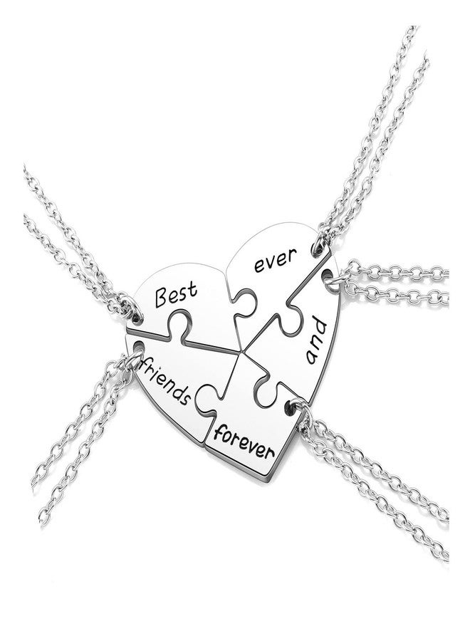 PESOENTH BFF Best Friend Necklace For 5,Friendship Jewelry For Women Gift,Matching Heart Best Friends Forever and ever Pendant Necklaces Set Birthday for Friendship BBF - Image 1