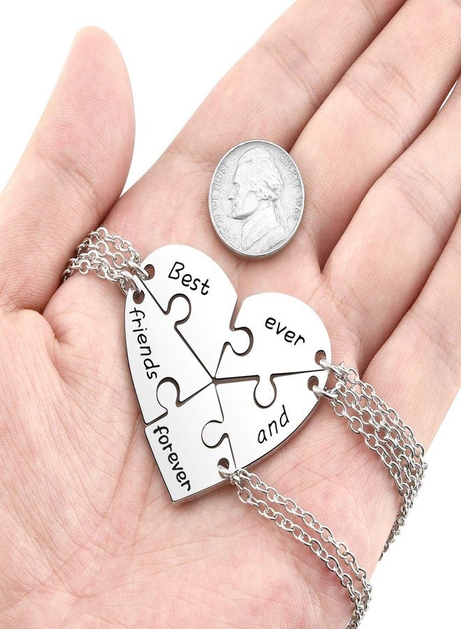 PESOENTH BFF Best Friend Necklace For 5,Friendship Jewelry For Women Gift,Matching Heart Best Friends Forever and ever Pendant Necklaces Set Birthday for Friendship BBF - Image 5
