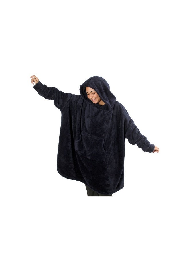 بروجكت زى بطانية قابلة للارتداء على شكل هودي عملاقة ودافئة للغاية | سويت شيرت من الفرو الناعم للجنسين | مقاس موحد (Oversize) 60-140 كجم مع جيب. - Image 2