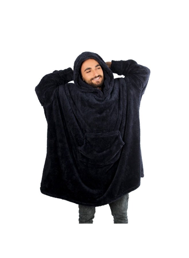 بروجكت زى بطانية قابلة للارتداء على شكل هودي عملاقة ودافئة للغاية | سويت شيرت من الفرو الناعم للجنسين | مقاس موحد (Oversize) 60-140 كجم مع جيب. - Image 5