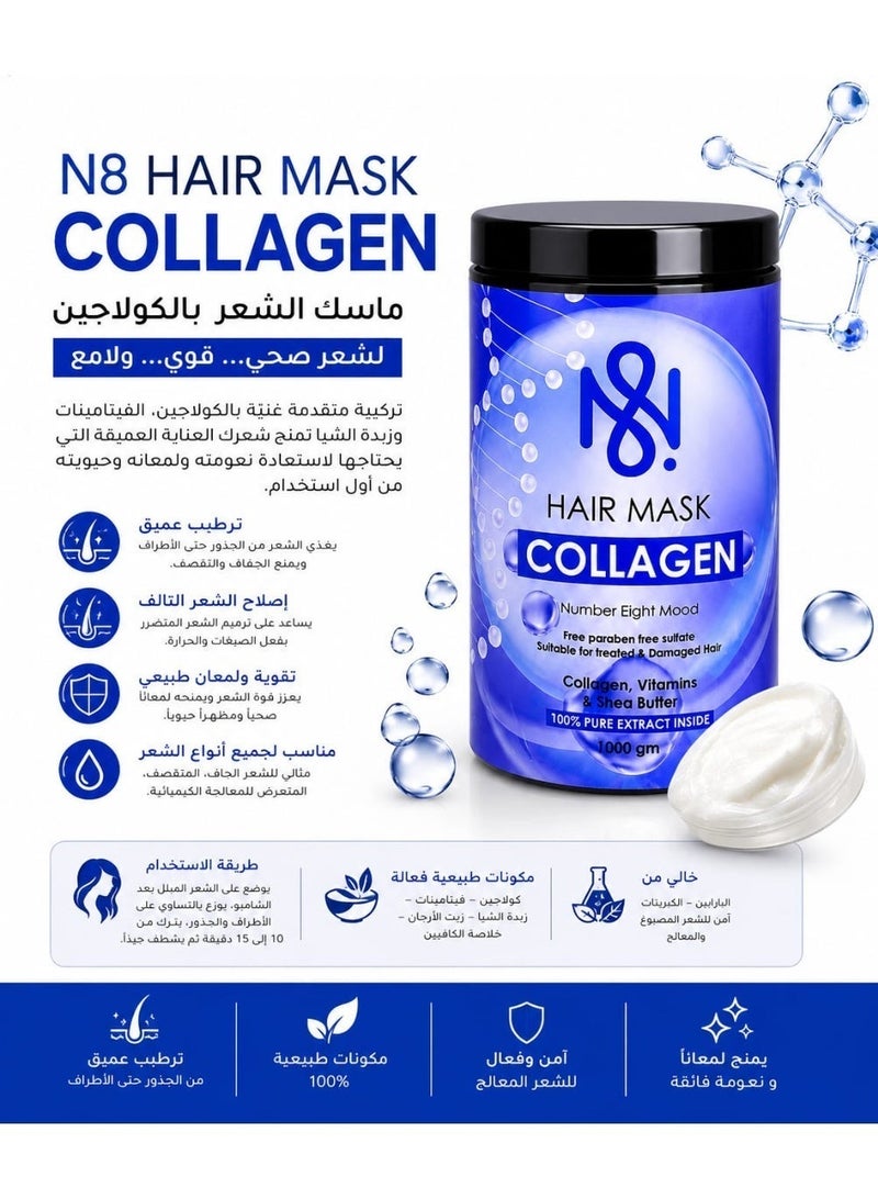 N8 Hair Mask Collagen for Deep Hydration and Damaged Hair Repair 1000gm - Image 3