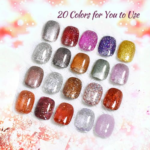 JODSONE 23 Bottles of Glitter Colorful and Elegant Gel Polish kit with 3 Bottles of Matte and Glossy Top Coat Base Coat Gel Nail Set - Image 3