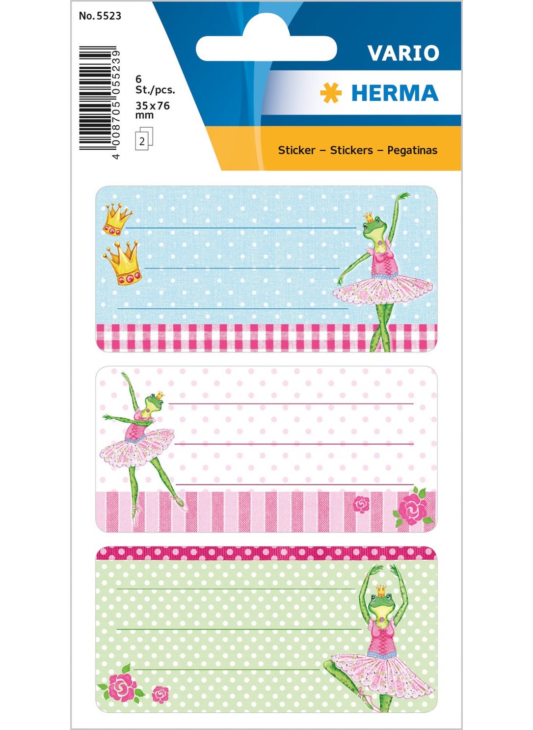 Herma Vario Glittery Frog Ballerina School Label 