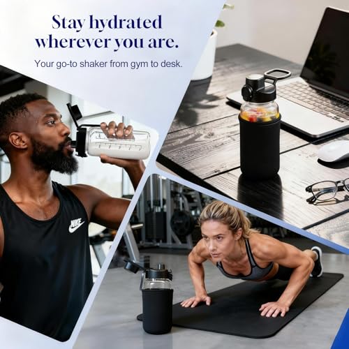Neodaco 20 OZ Glass Shaker Bottle, Odorless Sport Water Bottle with 304 Stainless Steel Ball and Removable Cleaning Brush for Fitness Protein Mixes - Image 5