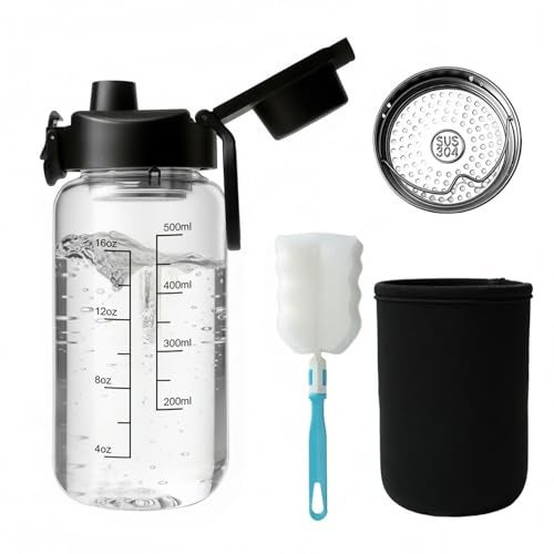 Neodaco 20 OZ Glass Shaker Bottle, Odorless Sport Water Bottle with 304 Stainless Steel Ball and Removable Cleaning Brush for Fitness Protein Mixes - Image 1