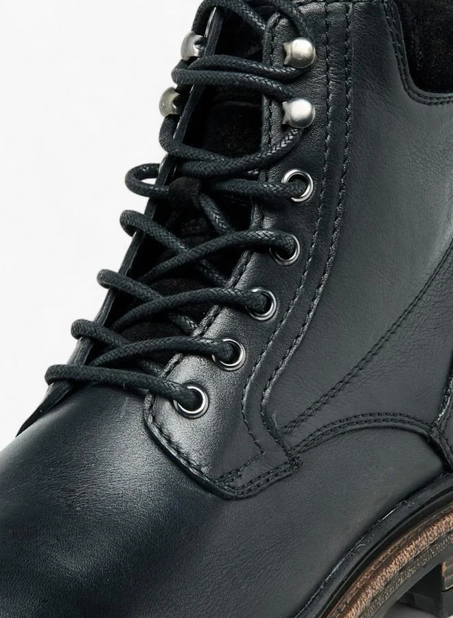 Lee Cooper BLACK Men Leather Panelled Ankle Boots for Men | Best Price UAE