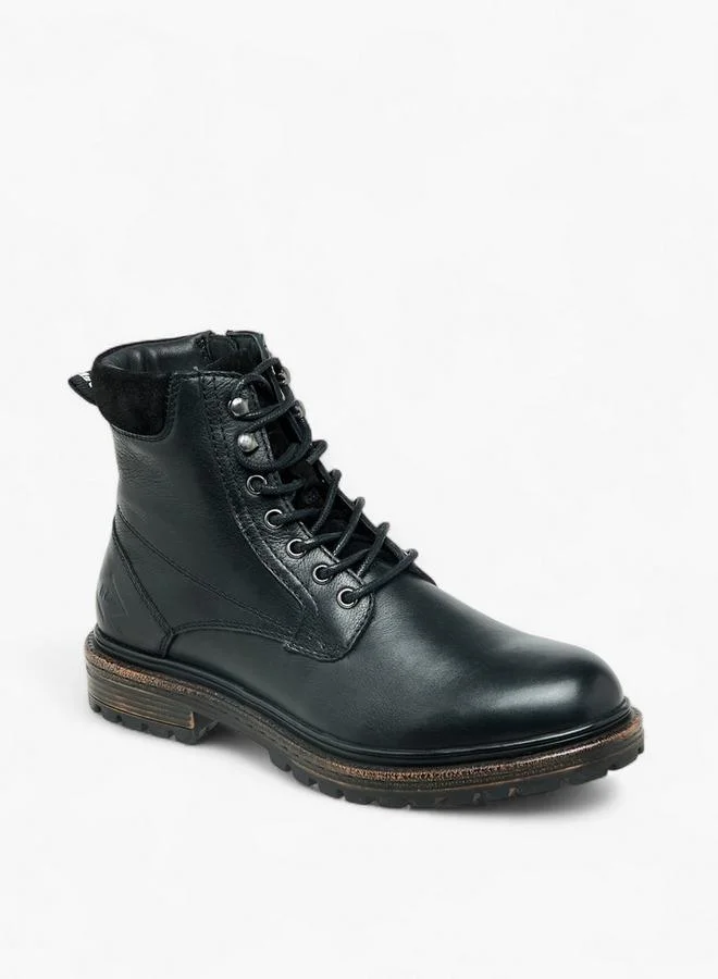 Men Leather Panelled Ankle Boots