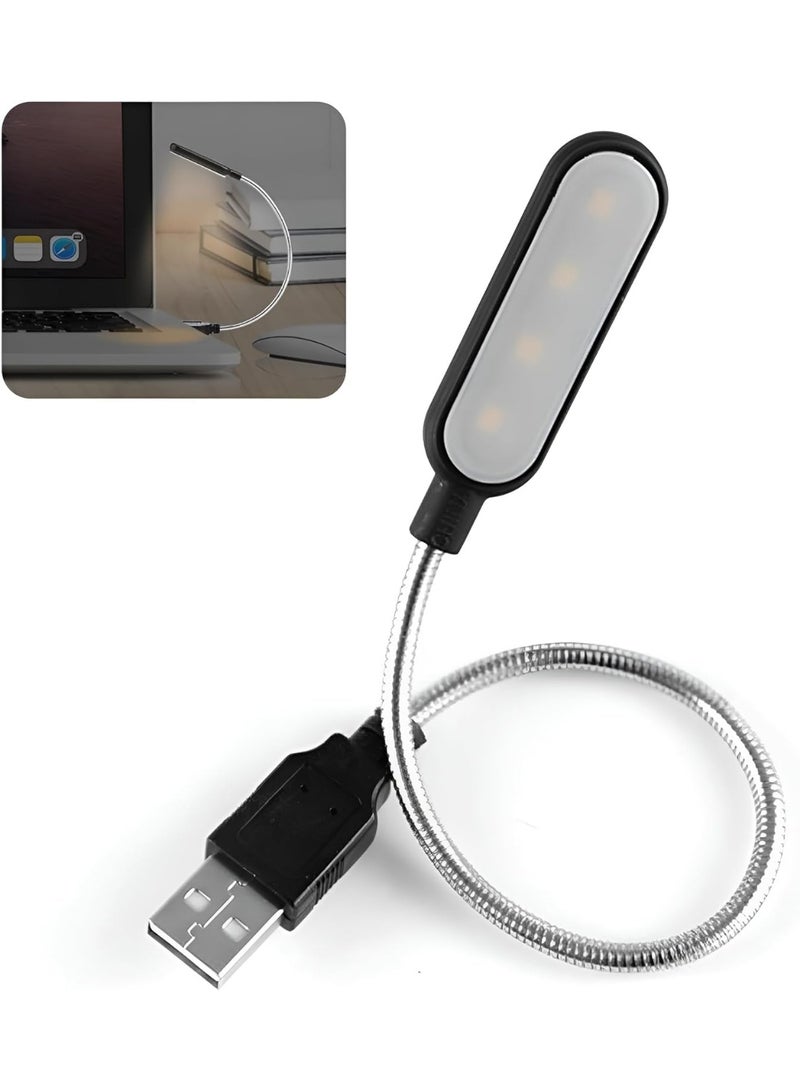 Plan A Flexible USB LED Reading Light – Portable Mini Light for Laptop, Computer, Power Bank, Flexible Gooseneck Design, Warm Night Light Perfect for Books, Offices, Works, 6 LED Lights - Image 1