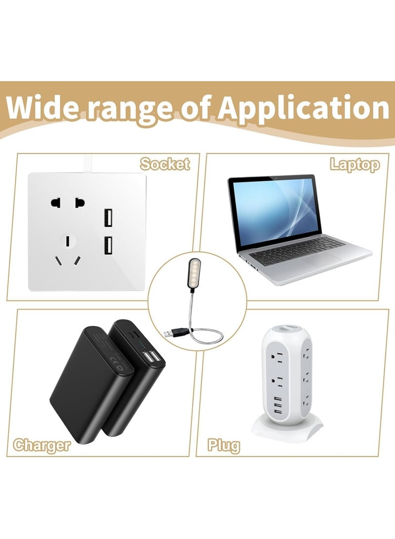 Plan A Flexible USB LED Reading Light – Portable Mini Light for Laptop, Computer, Power Bank, Flexible Gooseneck Design, Warm Night Light Perfect for Books, Offices, Works, 6 LED Lights - Image 4
