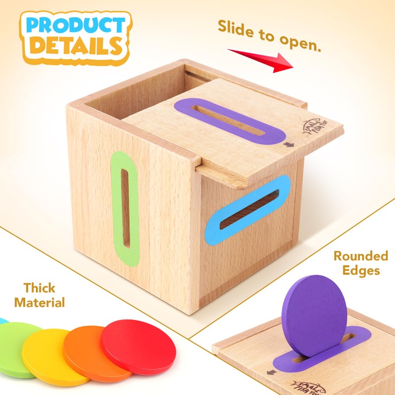 SMALL FISH Montessori Toys for 1 2 3 Year Old: Fine Motor Wooden Color Sorting Sensory Toy for Toddlers 1-3 Year Old, Object Permanence Wooden Learning Matching Game, Travel Baby Boys Girls Easter Gifts - Image 4