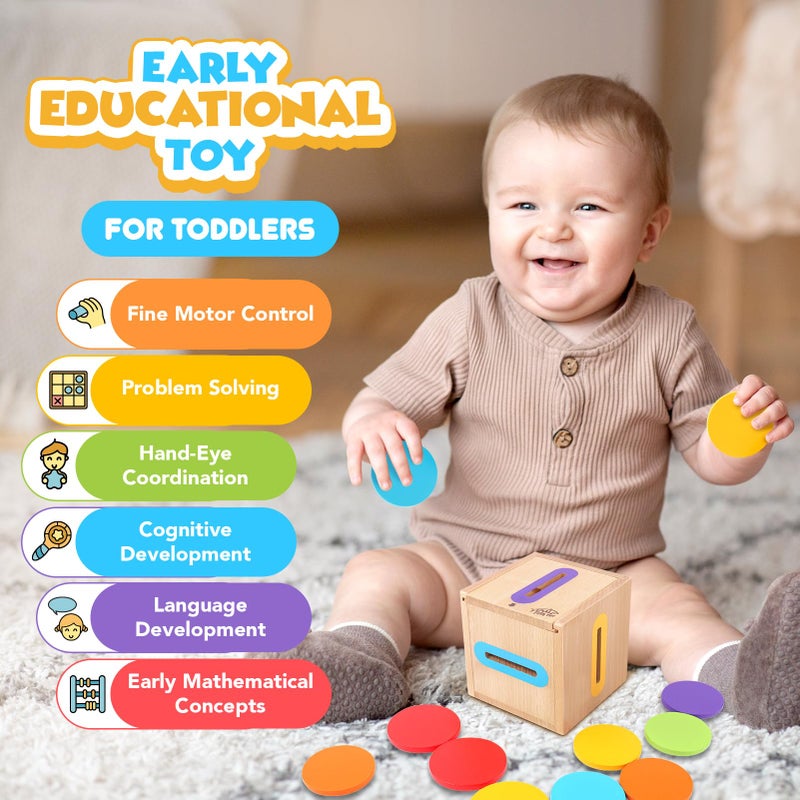 SMALL FISH Montessori Toys for 1 2 3 Year Old: Fine Motor Wooden Color Sorting Sensory Toy for Toddlers 1-3 Year Old, Object Permanence Wooden Learning Matching Game, Travel Baby Boys Girls Easter Gifts - Image 3
