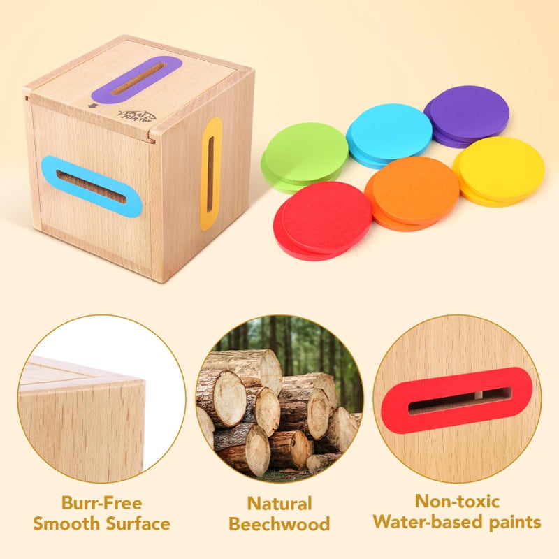 SMALL FISH Montessori Toys for 1 2 3 Year Old: Fine Motor Wooden Color Sorting Sensory Toy for Toddlers 1-3 Year Old, Object Permanence Wooden Learning Matching Game, Travel Baby Boys Girls Easter Gifts - Image 5