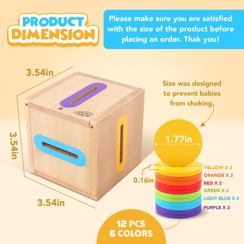 SMALL FISH Montessori Toys for 1 2 3 Year Old: Fine Motor Wooden Color Sorting Sensory Toy for Toddlers 1-3 Year Old, Object Permanence Wooden Learning Matching Game, Travel Baby Boys Girls Easter Gifts - Image 2