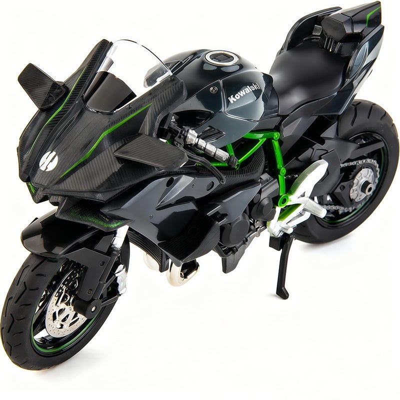 BDTCTK Compatible for 112 Kawasaki Ninja H2R DieCast Model Suspension and Free Roller Toy Car Motorcycle Collection Gift Black - Image 2