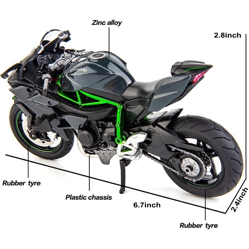 BDTCTK Compatible for 112 Kawasaki Ninja H2R DieCast Model Suspension and Free Roller Toy Car Motorcycle Collection Gift Black - Image 3
