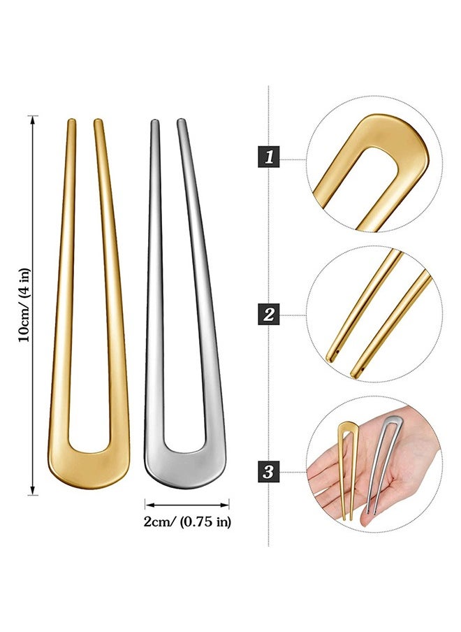 ش شكل مشبك الشعر ، وشوكة الشعر المعدنية البسيطة شوكة الفرنسية 2 شق الشعر مقطع الشعر ، 4 قطع الكعك مشبك الشعر للنساء إكسسوارات التصميم （الذهب والفضة) - pzsku/Z8BA94CADE472F2247B2FZ/45/_/1695291723/4059c02f-a630-43c3-aaf6-2b015be33740