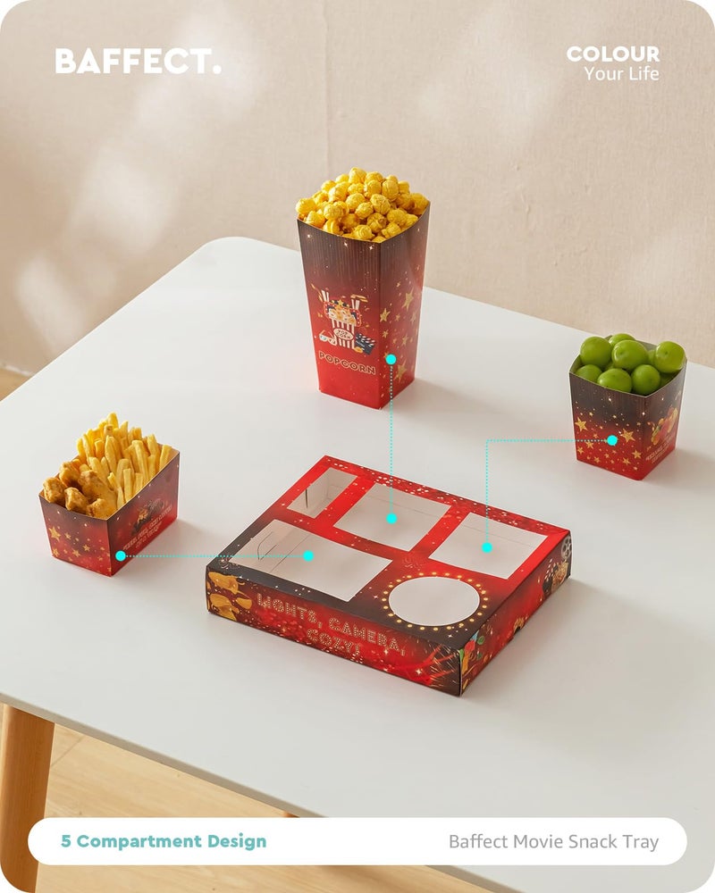 Baffect Movie Night Snack Trays 100pcs Include 20 Movie Night Trays, 20 Popcorn Boxes, 20 Salad Bowls, 20 Nacho Bowls, 20 Movie Party Invitations, Outdoor Movie Night Supplies For Nacho Bar - Image 3