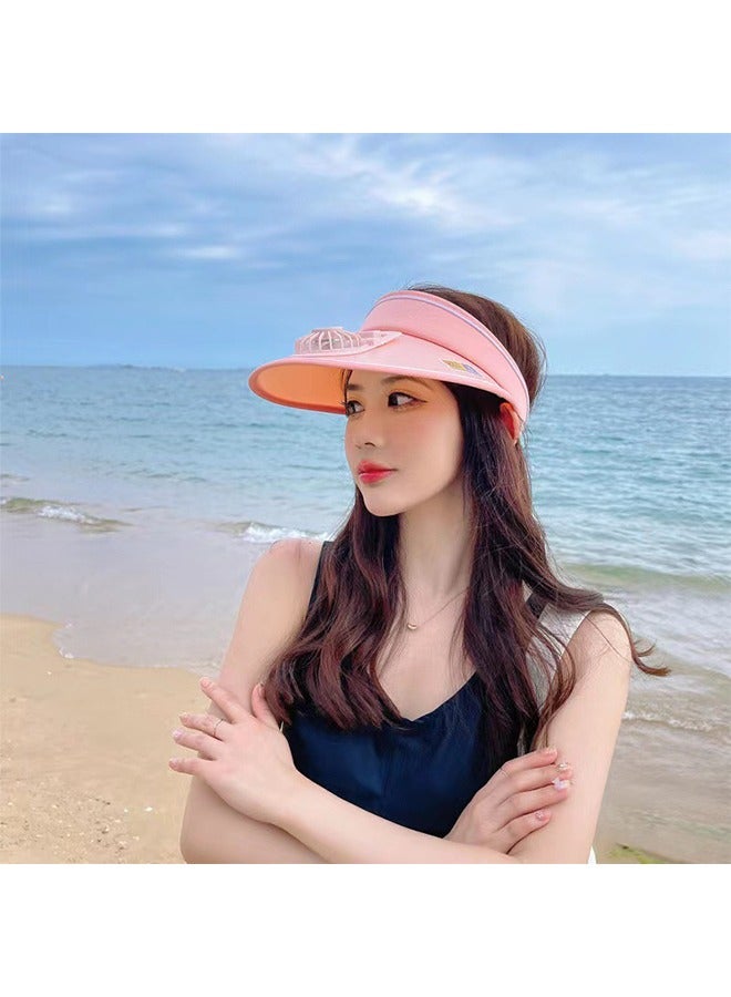 GIFT Sun Visor Hats with Fan, Visor with Built-in Fan 2 in 1 Fan Visor Hat Outdoor Cooling Hat Portable Fan Hat Adjustable Visor Fan Sun Protection Hat with 3 Temp Modes for Women Travel UPF 50+ - Image 1