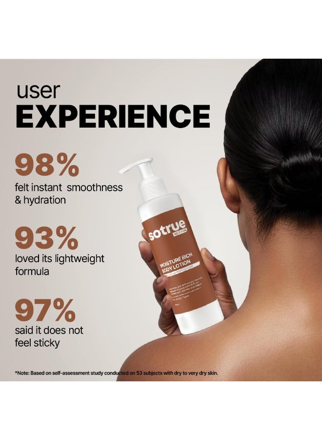 So True Sotrue Moisture Rich Body Lotion with Shea Butter, Cocoa Butter & Glycerin | Deep Nourishment & Long-Lasting Hydration for Dry to Very Dry Skin | Non-Sticky Daily Moisturizer | 190ml - Image 3