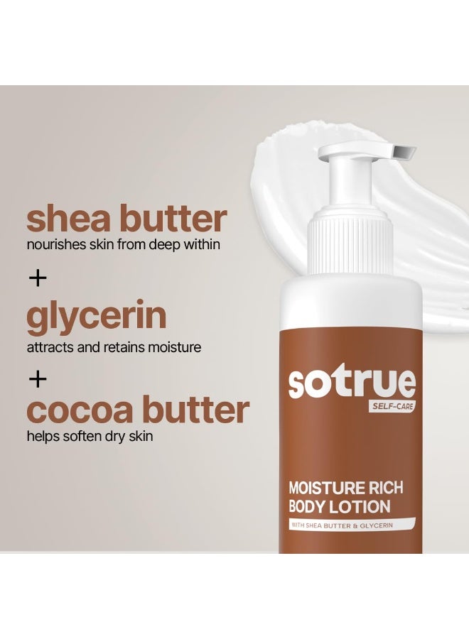 So True Sotrue Moisture Rich Body Lotion with Shea Butter, Cocoa Butter & Glycerin | Deep Nourishment & Long-Lasting Hydration for Dry to Very Dry Skin | Non-Sticky Daily Moisturizer | 190ml - Image 4