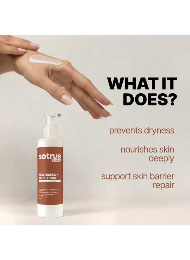So True Sotrue Moisture Rich Body Lotion with Shea Butter, Cocoa Butter & Glycerin | Deep Nourishment & Long-Lasting Hydration for Dry to Very Dry Skin | Non-Sticky Daily Moisturizer | 190ml - Image 2