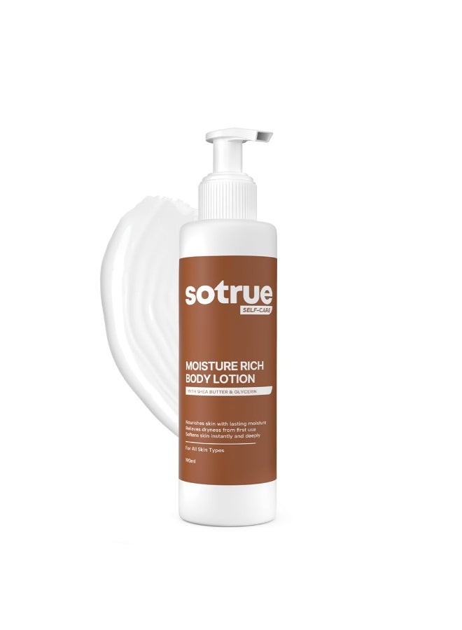 So True Sotrue Moisture Rich Body Lotion with Shea Butter, Cocoa Butter & Glycerin | Deep Nourishment & Long-Lasting Hydration for Dry to Very Dry Skin | Non-Sticky Daily Moisturizer | 190ml - Image 1