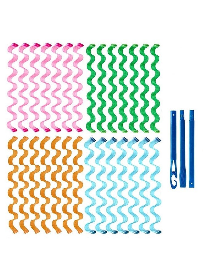 Ash & Roh Heatless Hair Curlers Spiral Curling Kit with 3 Pieces Styling Hooks Tools for Women and Girls Hairstyles (Multicolor, pack of 28) - Image 1