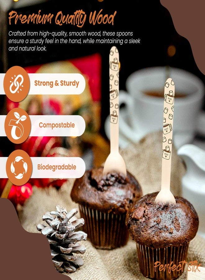 Perfect Stix ملاعق كاكاو مطبوعة من بيرفكت ستيكس - 100 ملعقة خشبية مزينة بطباعة الكاكاو الساخن، عبوة من 100 ملعقة. - Image 5
