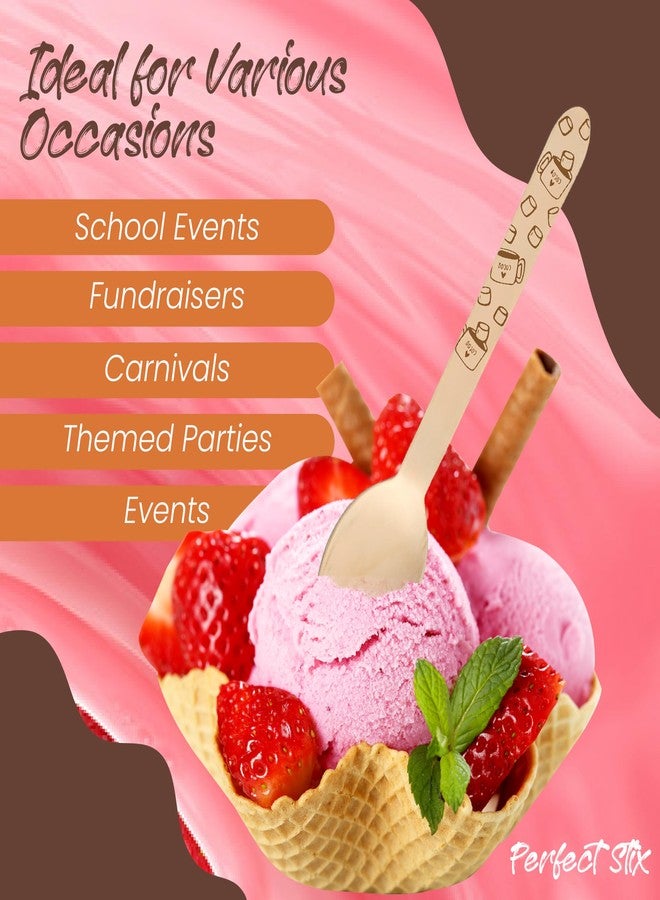 Perfect Stix ملاعق كاكاو مطبوعة من بيرفكت ستيكس - 100 ملعقة خشبية مزينة بطباعة الكاكاو الساخن، عبوة من 100 ملعقة. - Image 4