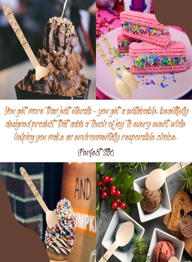 Perfect Stix ملاعق كاكاو مطبوعة من بيرفكت ستيكس - 100 ملعقة خشبية مزينة بطباعة الكاكاو الساخن، عبوة من 100 ملعقة. - Image 2