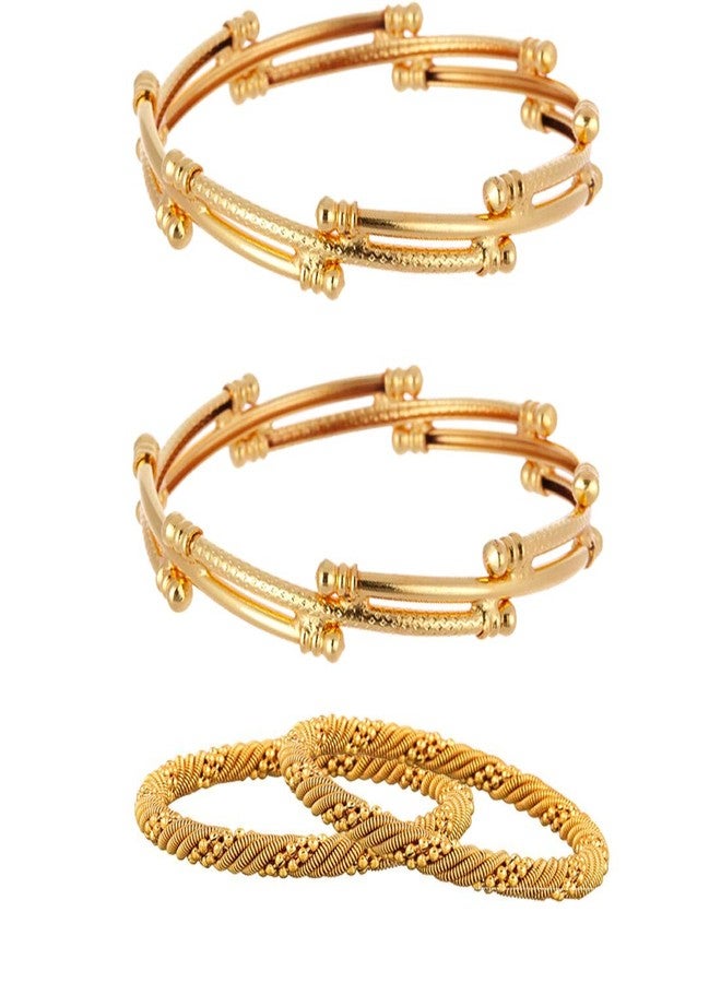 KENNICE Combo Of Designer Victoria Bangles, Trendy Gold Plated Bangles For Women & Girls - Pack Of 4 - Image 1