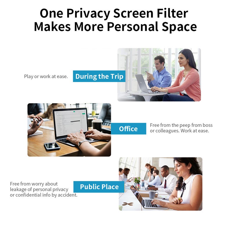 Removable Privacy Screen Filter Washable Reusable Anti-glare High-transmittance Screen Protector with PVC Panel for 15.6'' Laptop - Image 3
