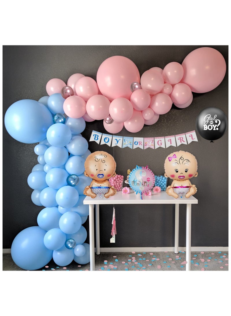 XiuWoo Gender Reveal Decoration, Baby Gender Reveal Party Decoration Set, Girl Or Boy Balloon With Team Boy Team Girl Stickers Confetti, Baby Foil Balloon, Boy Or Girl Banner for Baby Gender Reveal Party  - Image 5