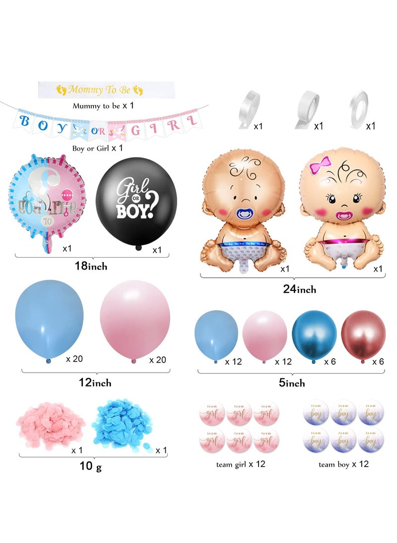 XiuWoo Gender Reveal Decoration, Baby Gender Reveal Party Decoration Set, Girl Or Boy Balloon With Team Boy Team Girl Stickers Confetti, Baby Foil Balloon, Boy Or Girl Banner for Baby Gender Reveal Party  - Image 2