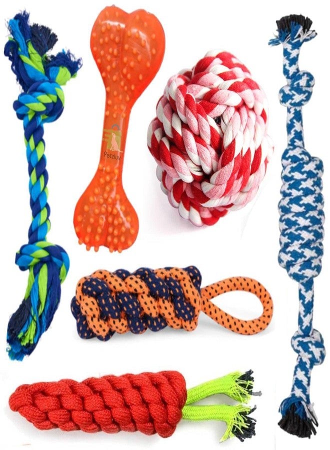 PETZLUV Dog Toys + Chew Toys + Puppy Teething Rope Toys + Toys for Small to Medium Breeds + Rubber Bone for Pet + Puppies Chewers Toys - Multicolor - Image 1
