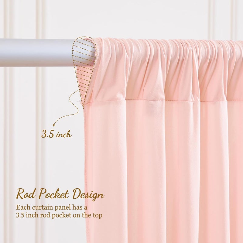 PARTISKY 8x10FT Pale Pink Backdrop Curtains for Wedding Parties, Wrinkle Free Polyester Photography Backdrop Drapes for Wedding Baby Shower Birthday Parties Stage Background Stand Decorations 4x10ft,2 Panels - Image 2
