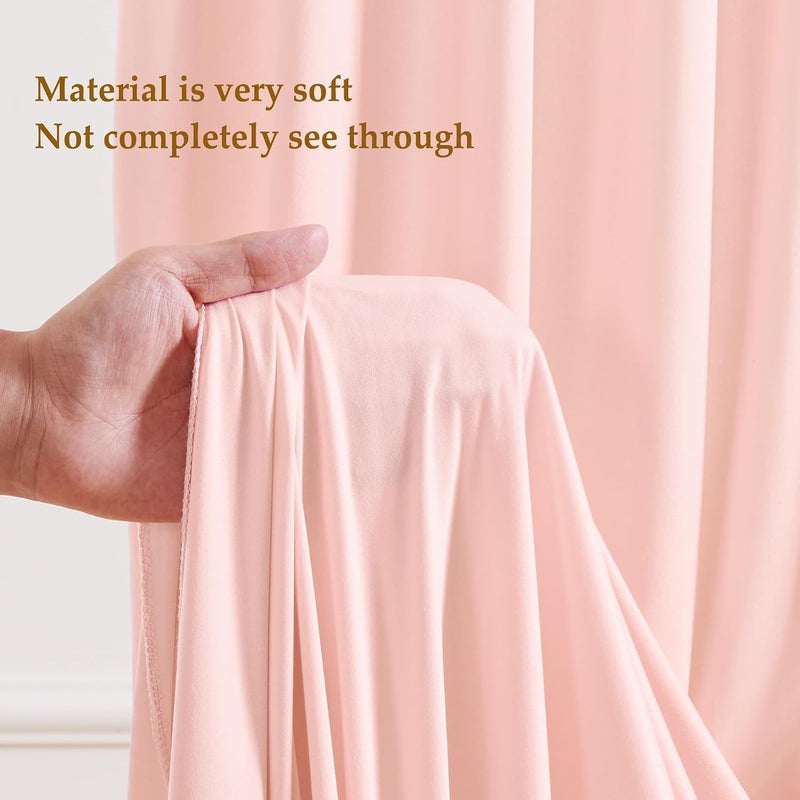 PARTISKY 8x10FT Pale Pink Backdrop Curtains for Wedding Parties, Wrinkle Free Polyester Photography Backdrop Drapes for Wedding Baby Shower Birthday Parties Stage Background Stand Decorations 4x10ft,2 Panels - Image 3