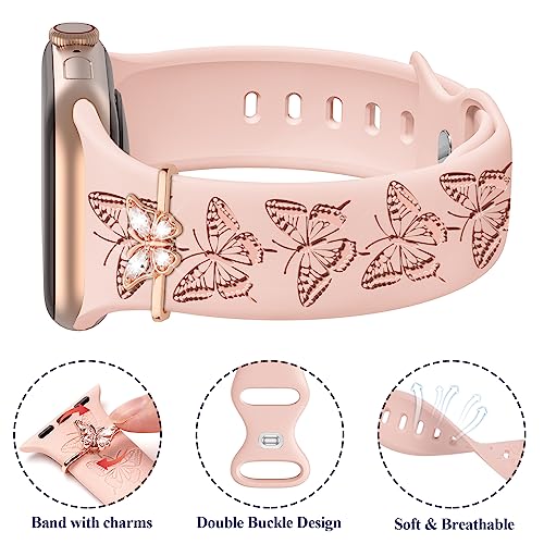 iWabcertoo 4 PACK Engraved Silicone Bands Compatible with Apple Watch Band 40mm 38mm 41mm 42mm 44mm 45mm 46mm 49mm Women Breathable Soft Cute Sport Replacement Strap for iWatch SE Series 11 10 9 8 7 6 5 4 3 2 1 - Image 3