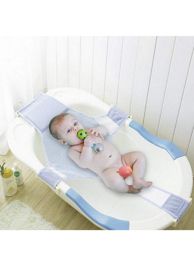 Bath Seat Support Net Nonslip Bathtub Sling Shower Mesh Bathing Cradle Rings For Tub (Blue)