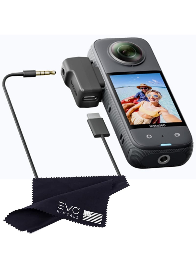 Insta360 insta360 X3 Mic Adapter External Microphone Adapter CameraTypeC and 35mm Audio Ports Support Charging While Recording Black  - Image 1