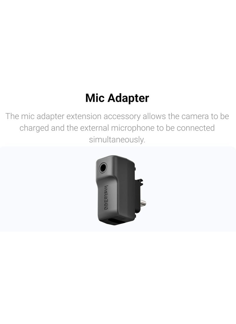 Insta360 insta360 X3 Mic Adapter External Microphone Adapter CameraTypeC and 35mm Audio Ports Support Charging While Recording Black  - Image 4