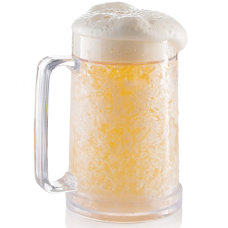luxail luxail Beer Mugs For Freezer Double Wall Insulated Plastic Glasses  Freezer Mugs 16 oz  Perfect Frozen Beer Mugs for Home Bar Accessories Gifts for Men 1 Pack 