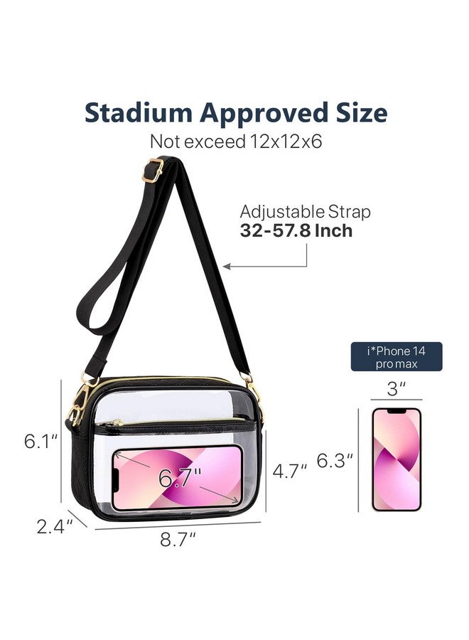 PACKISM Clear Bag Stadium Approved - Clear Purses for Women Stadium Crossbody Bag with Adjustable Strap for Concert Sports Events Game Day Festivals, Black - Image 1