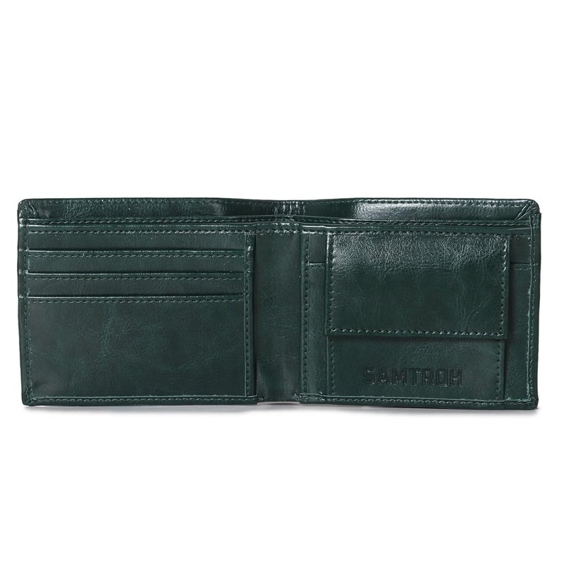 SAMTROH Green Pu Leather Wallet for Men I 3 Card Slots I 2 Currency & Secret Compartments I 1 Coin Pocket. - Image 3