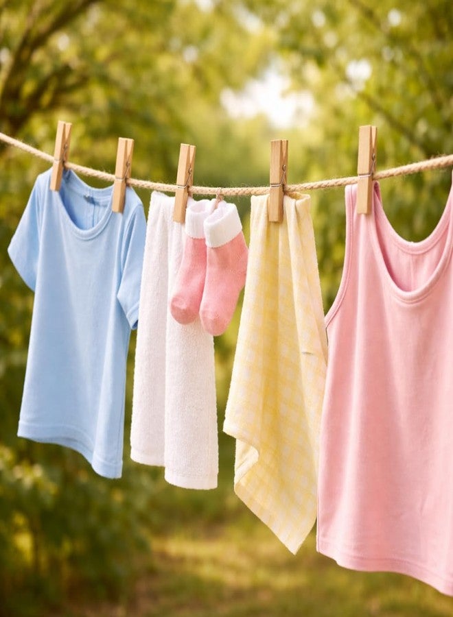 PulGos 𝟔𝟎 𝐩𝐜𝐬 Bamboo Cloth Clips for Drying Clothes | Heavy Duty Wooden Pegs Strong Grip Cloth Pins for Laundry Rope/Rod Chimti | Multipurpose Clip for Home Kitchen Art Craft & DIY Projects - Image 3