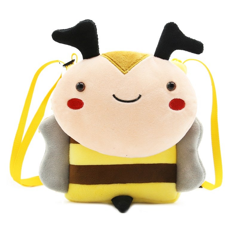 Plush Kids Crossbody Bag, Bee Animal Design, Soft Lightweight Shoulder Bag for Daily Outings - Image 1