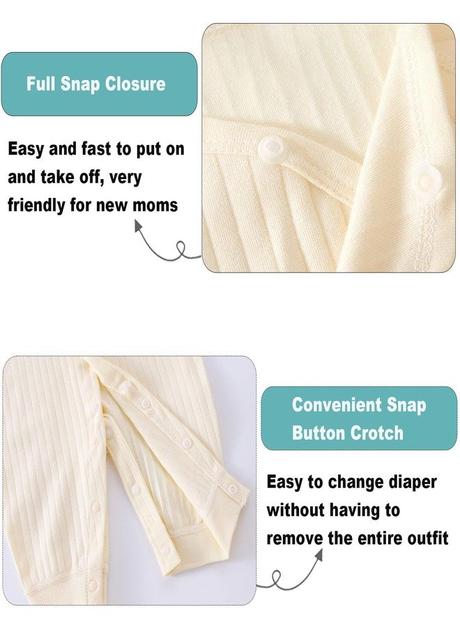 KeCool Baby Newborn Romper Clothes, 100% Cotton Soft Cute Bear Baby Clothes Romper Long Sleeve Newborn Infant Bodysuit Jumpsuit Unisex for Boys Girls (Beige, 0-3 Months) - Image 4