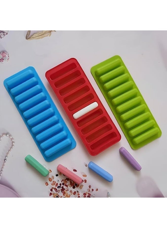 Silicone Ice Cube Tray, 10-Cavity Rectangle Mould, Food-Grade, Multicolor, Reusable for Cocktails, Juice & Frozen Treats - Image 1