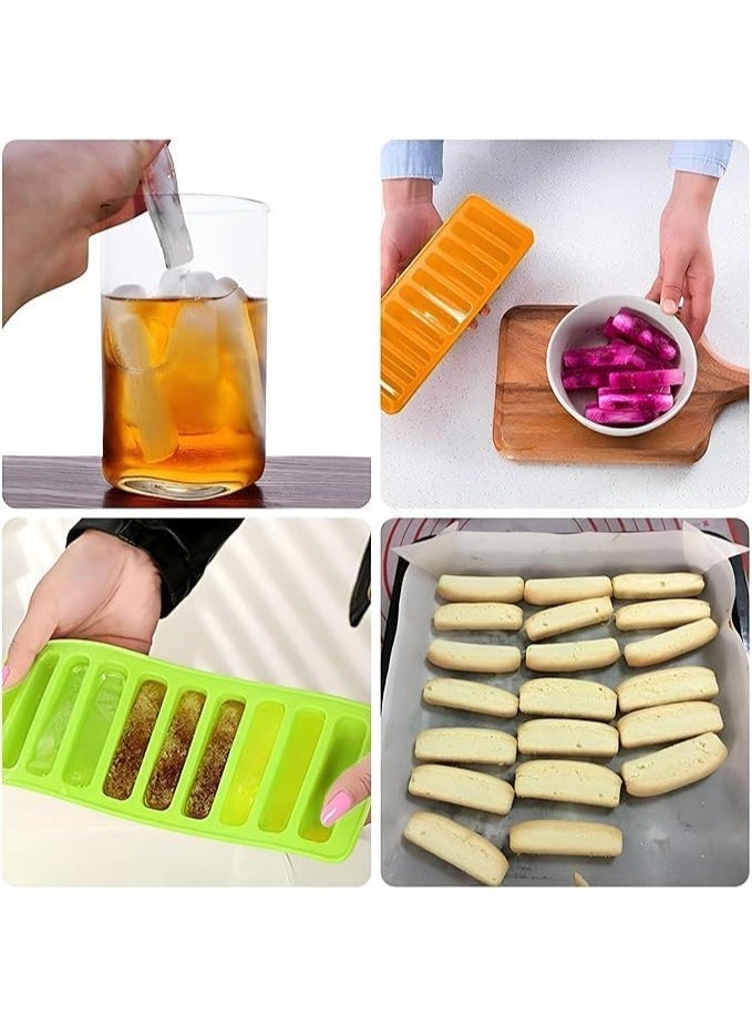 Silicone Ice Cube Tray, 10-Cavity Rectangle Mould, Food-Grade, Multicolor, Reusable for Cocktails, Juice & Frozen Treats - Image 2